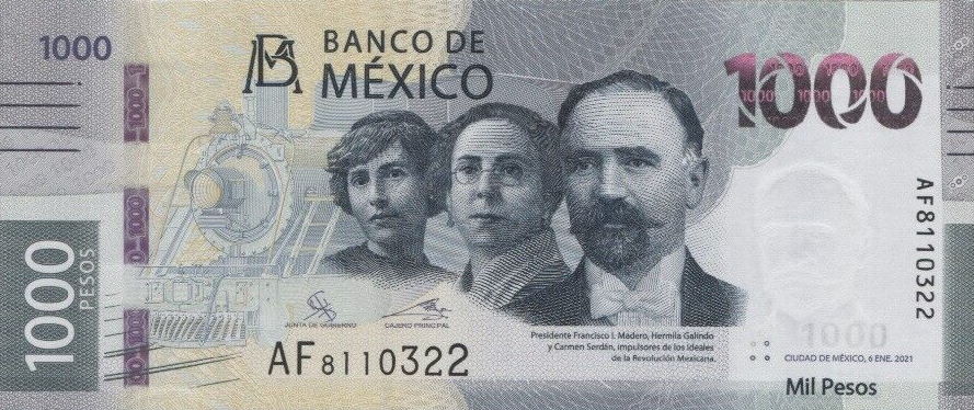 Front of Mexico p134b: 1000 Pesos from 2021