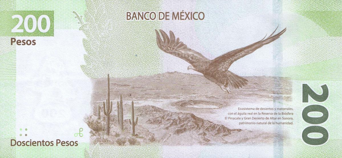 Back of Mexico p135Aa: 200 Pesos from 2023