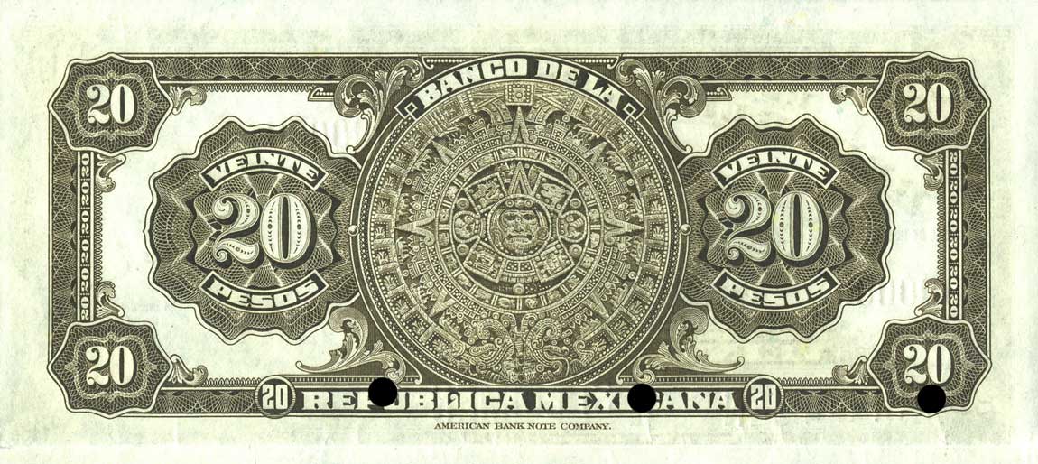 Back of Mexico p13s: 20 Pesos from 1918