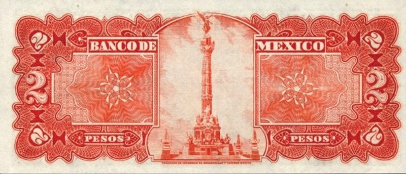 Back of Mexico p19: 2 Pesos from 1930