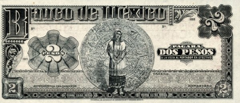 Front of Mexico p19: 2 Pesos from 1930