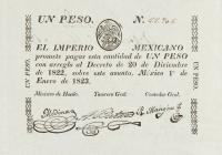 p1b from Mexico: 1 Peso from 1823