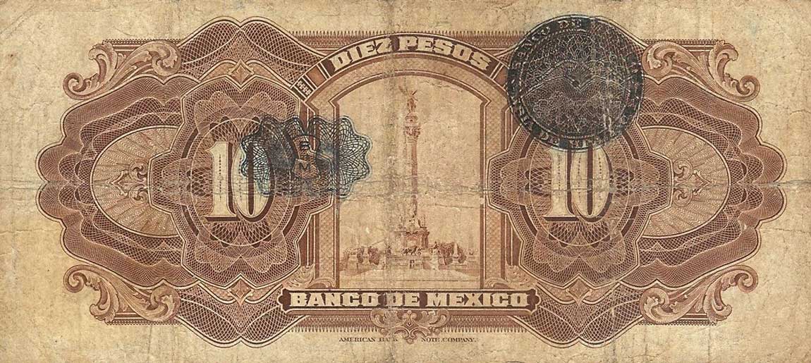Back of Mexico p22d: 10 Pesos from 1932