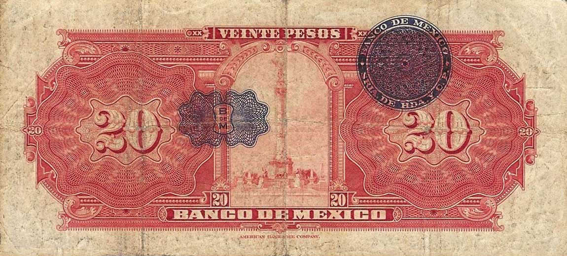 Back of Mexico p23b: 20 Pesos from 1931