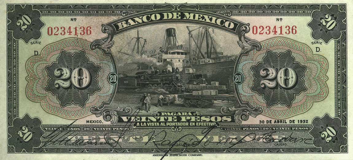 Front of Mexico p23c: 20 Pesos from 1932