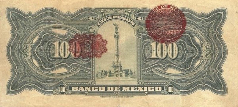 Back of Mexico p25e: 100 Pesos from 1933