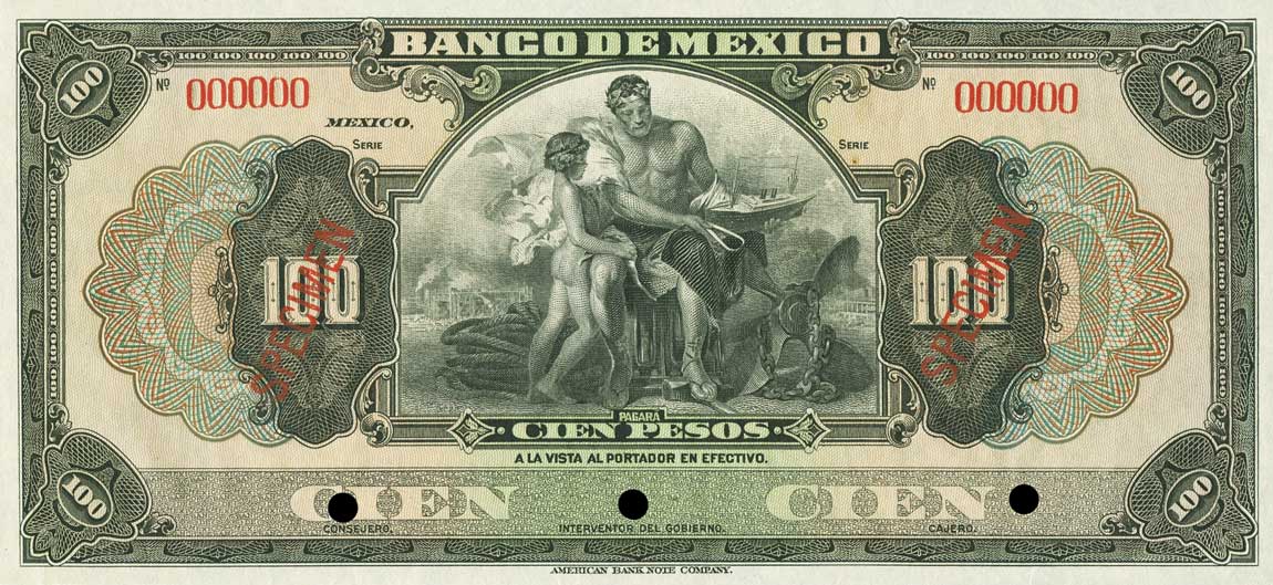 Front of Mexico p25s: 100 Pesos from 1925