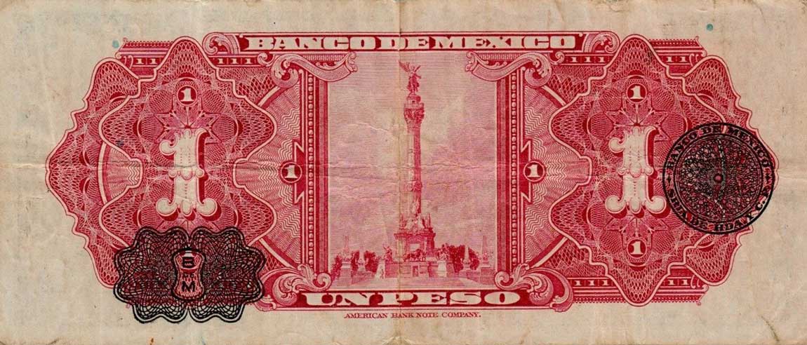 Back of Mexico p28b: 1 Peso from 1936