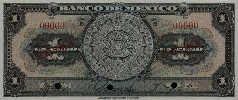 Front of Mexico p28s: 1 Peso from 1936