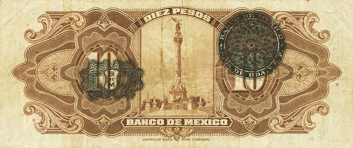 Back of Mexico p30a: 10 Pesos from 1936