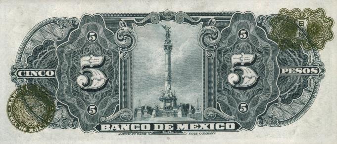 Back of Mexico p34h: 5 Pesos from 1946