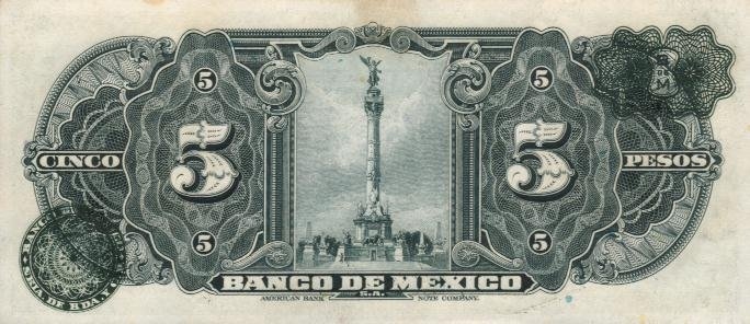 Back of Mexico p34j: 5 Pesos from 1948