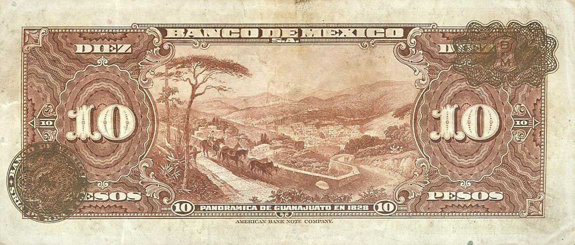 Back of Mexico p35b: 10 Pesos from 1940