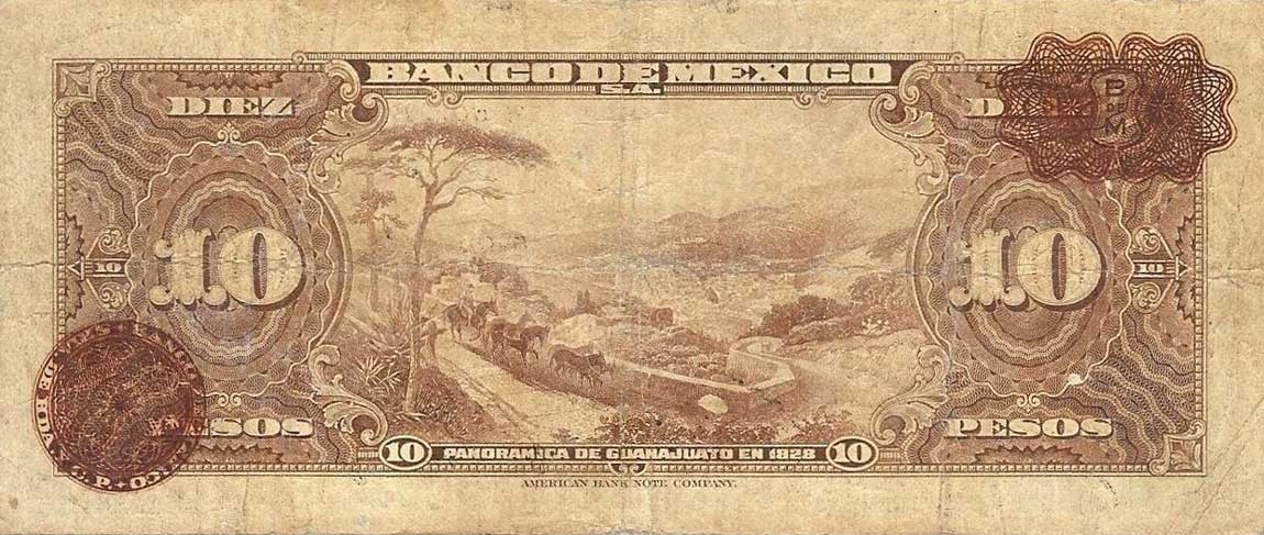 Back of Mexico p35d: 10 Pesos from 1942