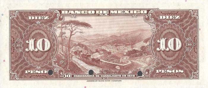 Back of Mexico p35s: 10 Pesos from 1937