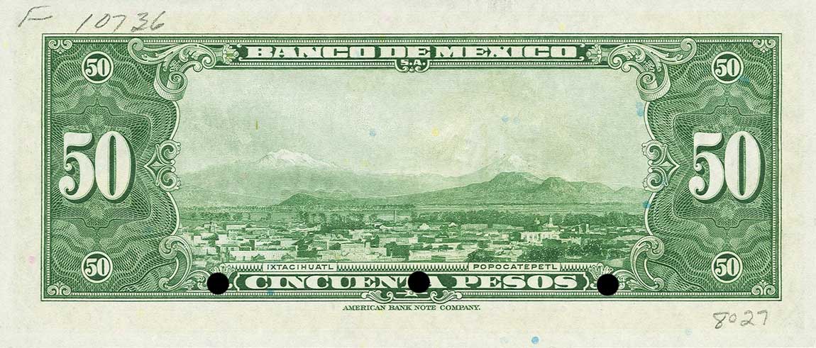 Back of Mexico p37s: 50 Pesos from 1937