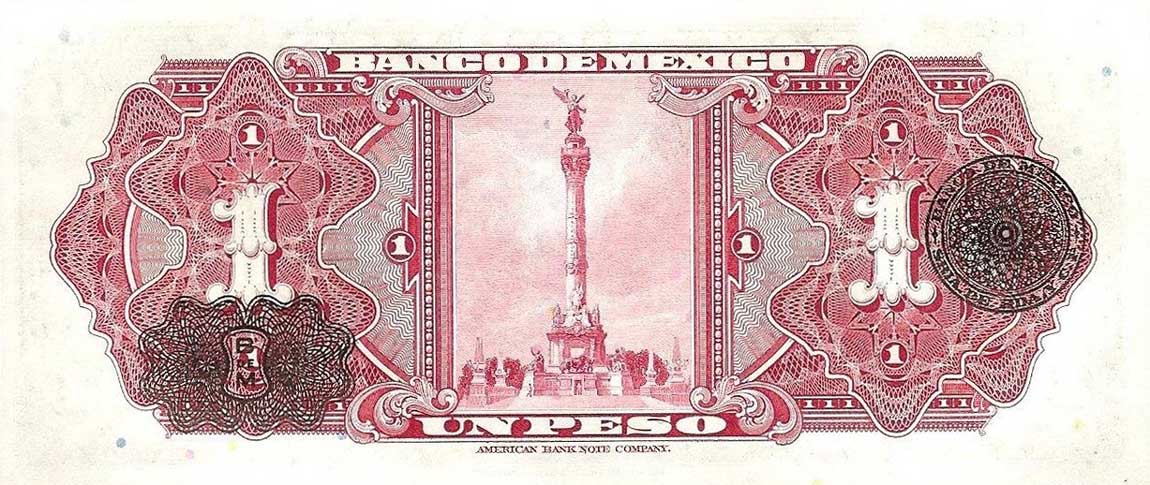 Back of Mexico p38b: 1 Peso from 1943