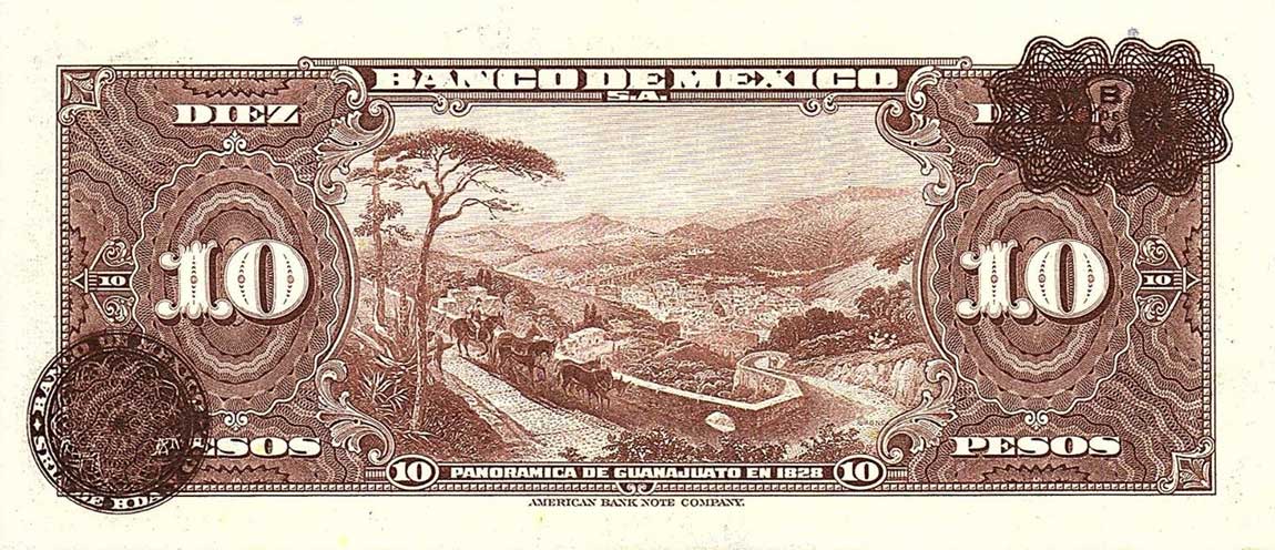 Back of Mexico p39c: 10 Pesos from 1945