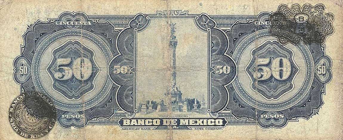 Back of Mexico p41b: 50 Pesos from 1943