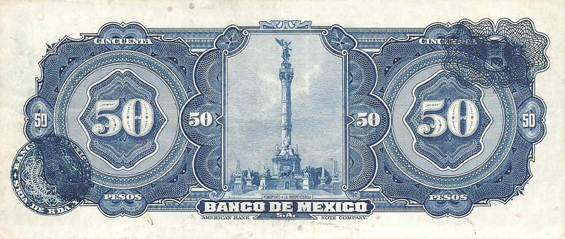 Back of Mexico p41d: 50 Pesos from 1945