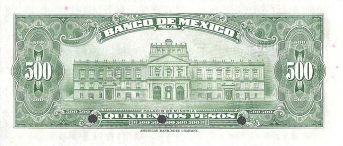 Back of Mexico p43s: 500 Pesos from 1940