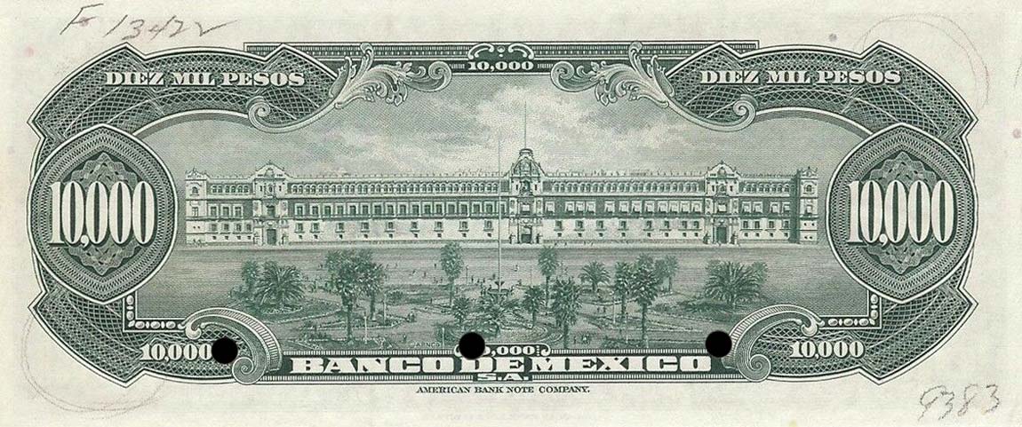 Back of Mexico p45s: 10000 Pesos from 1943