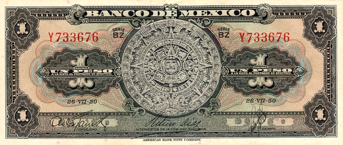 Front of Mexico p46b: 1 Peso from 1950