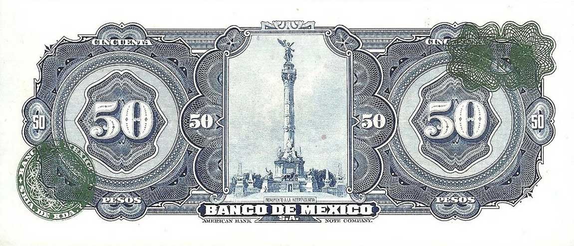 Back of Mexico p49a: 50 Pesos from 1948