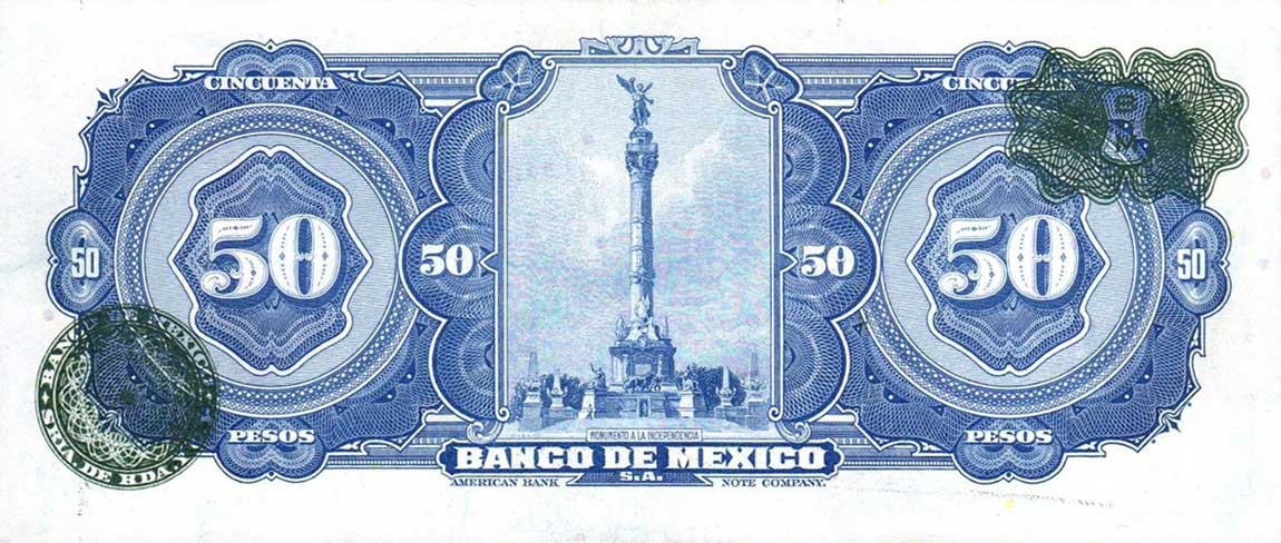 Back of Mexico p49b: 50 Pesos from 1949