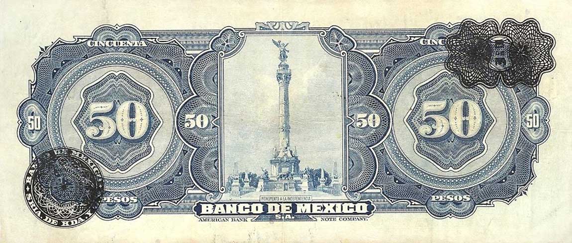 Back of Mexico p49f: 50 Pesos from 1954