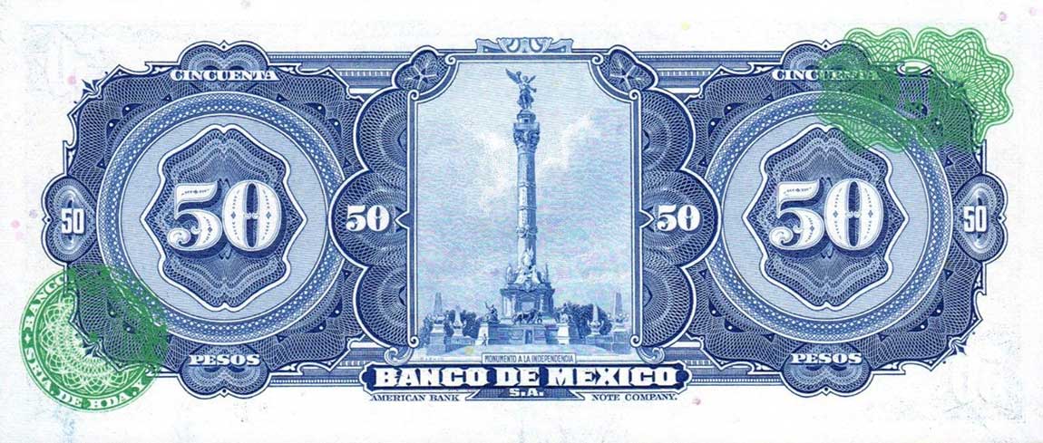 Back of Mexico p49k: 50 Pesos from 1959