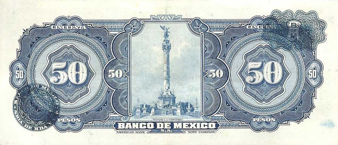 Back of Mexico p49m: 50 Pesos from 1961