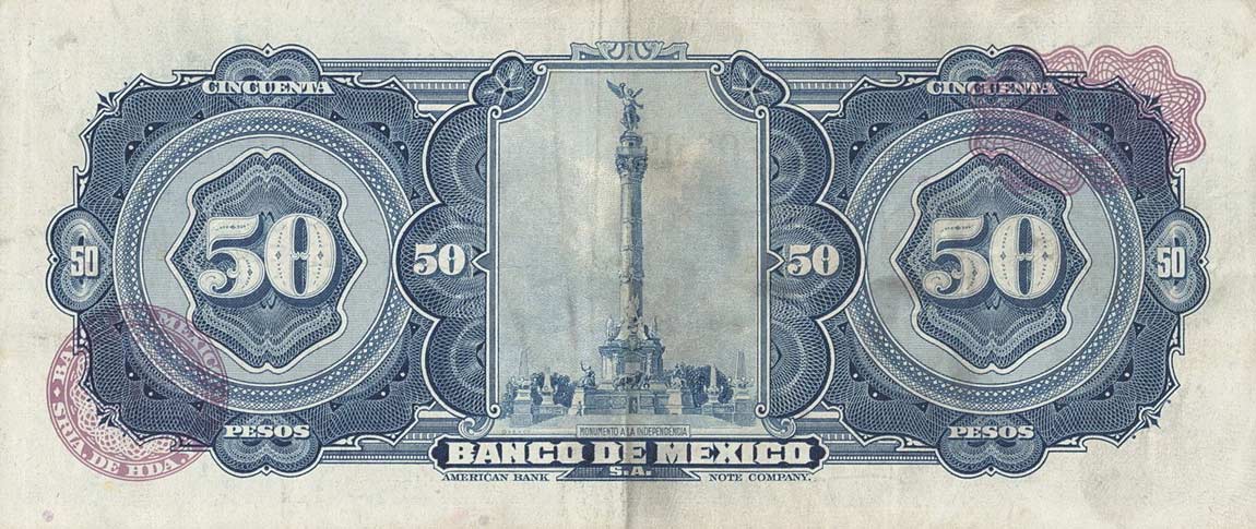 Back of Mexico p49o: 50 Pesos from 1963