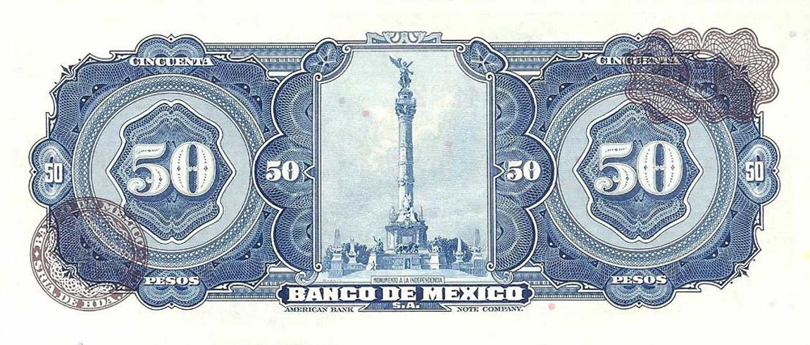 Back of Mexico p49p: 50 Pesos from 1965