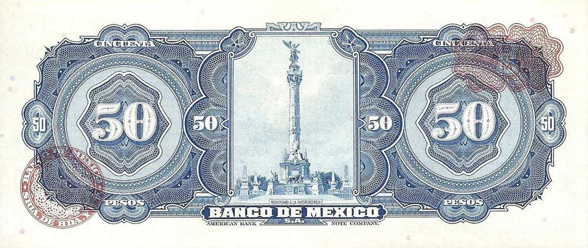 Back of Mexico p49t: 50 Pesos from 1972