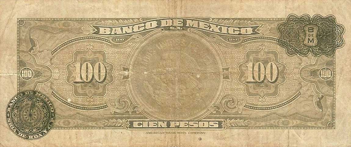 Back of Mexico p50a: 100 Pesos from 1945