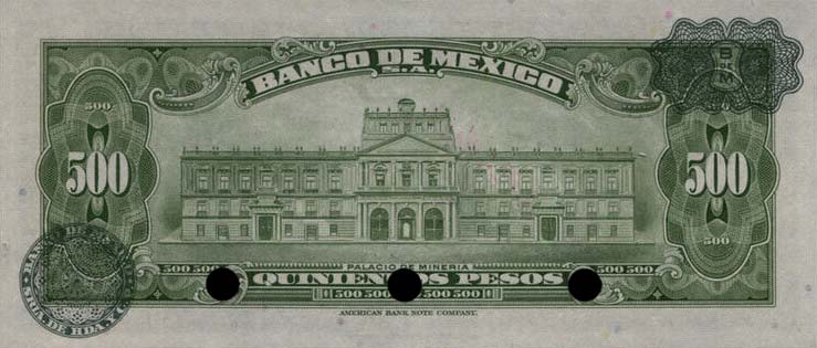 Back of Mexico p51s1: 500 Pesos from 1948