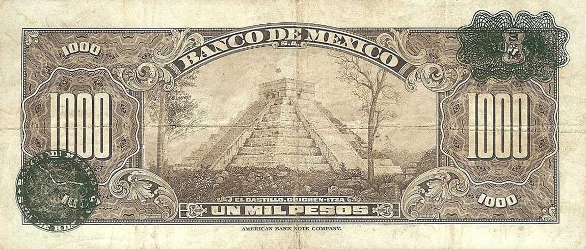 Back of Mexico p52e: 1000 Pesos from 1953