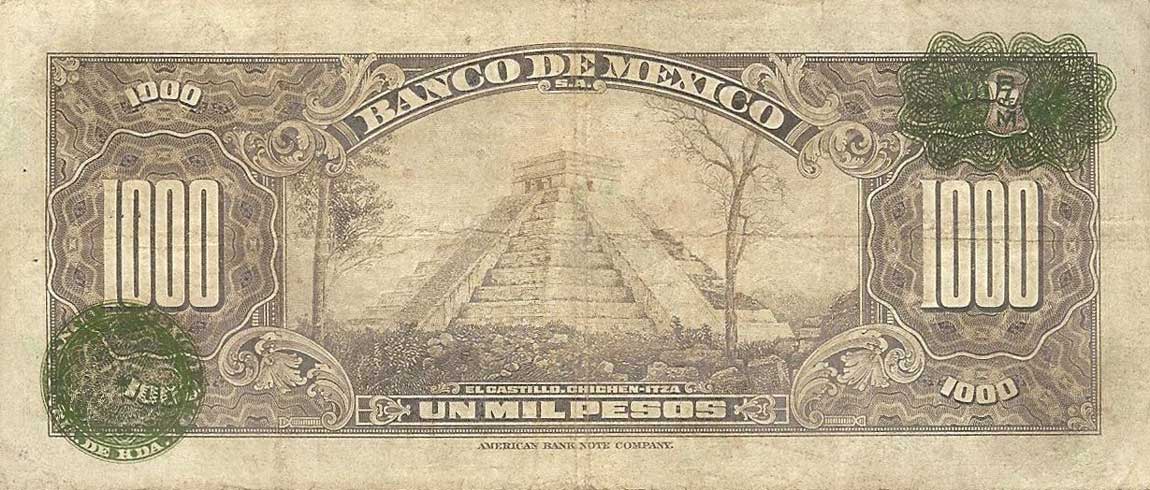 Back of Mexico p52g: 1000 Pesos from 1956