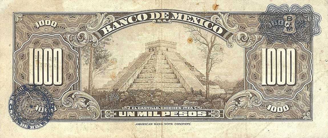 Back of Mexico p52i: 1000 Pesos from 1958