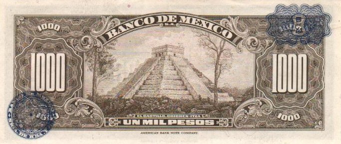 Back of Mexico p52j: 1000 Pesos from 1959