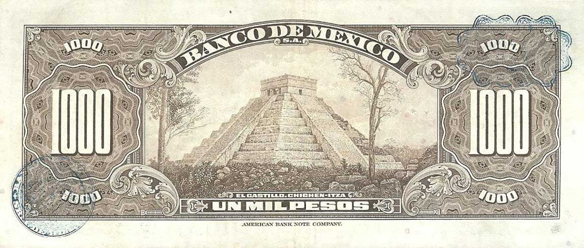 Back of Mexico p52n: 1000 Pesos from 1965