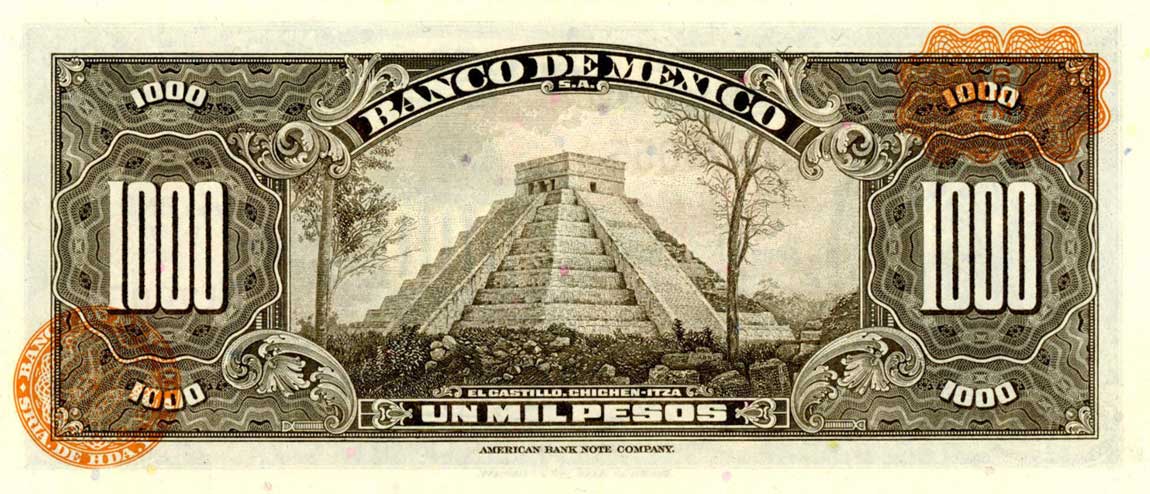 Back of Mexico p52q: 1000 Pesos from 1972