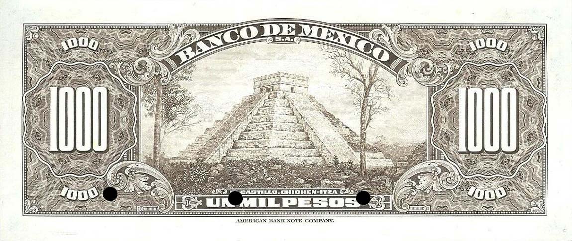 Back of Mexico p52s1: 1000 Pesos from 1948