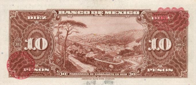 Back of Mexico p53b: 10 Pesos from 1953