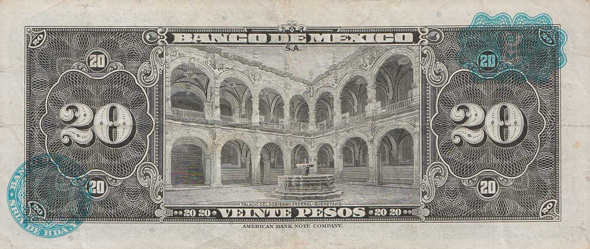 Back of Mexico p54i: 20 Pesos from 1961