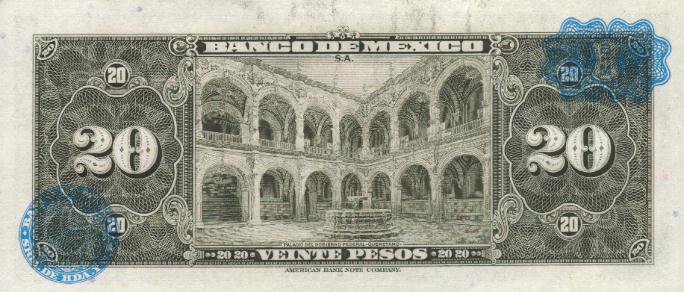 Back of Mexico p54o: 20 Pesos from 1970