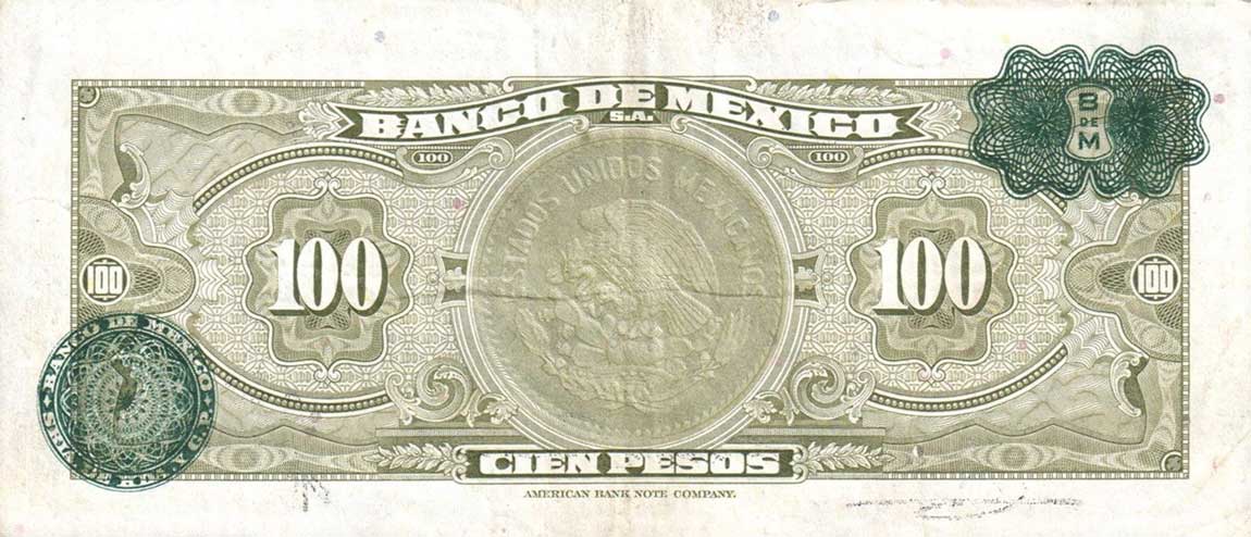 Back of Mexico p55a: 100 Pesos from 1950