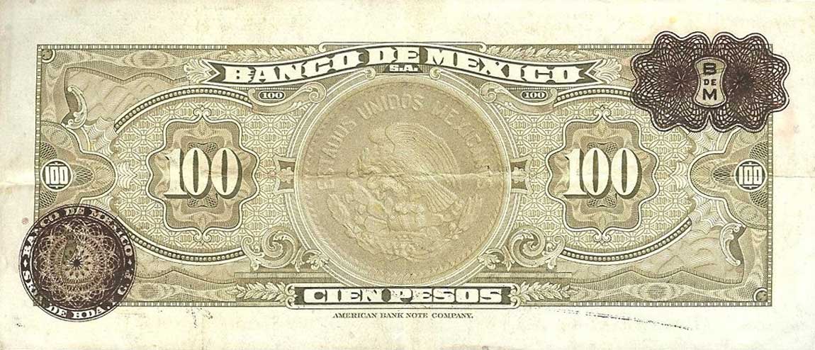 Back of Mexico p55b: 100 Pesos from 1953