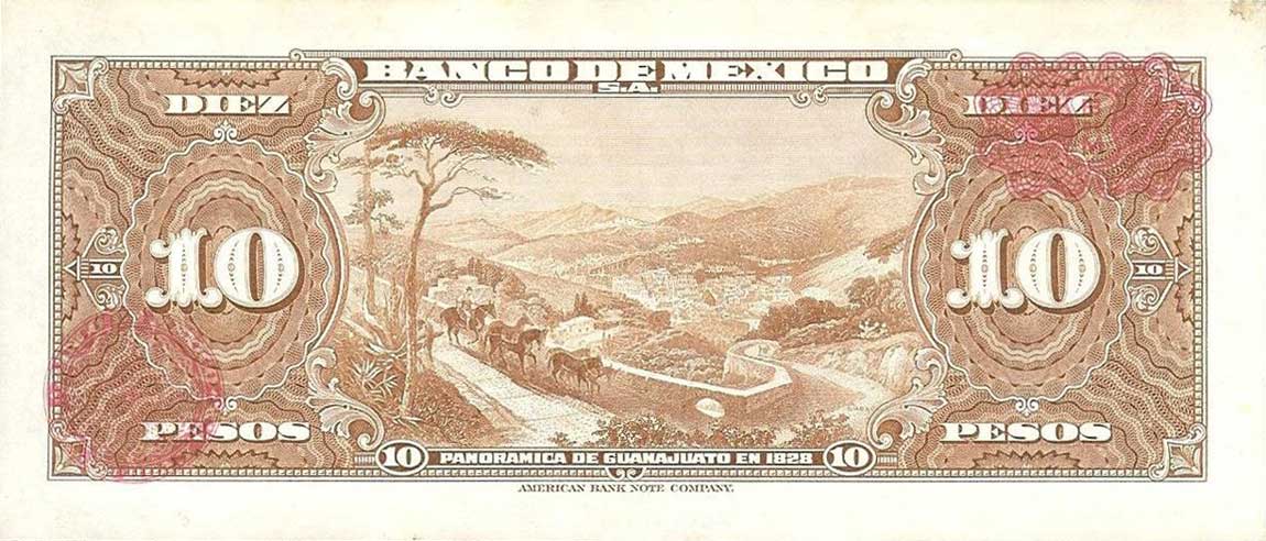 Back of Mexico p58a: 10 Pesos from 1954
